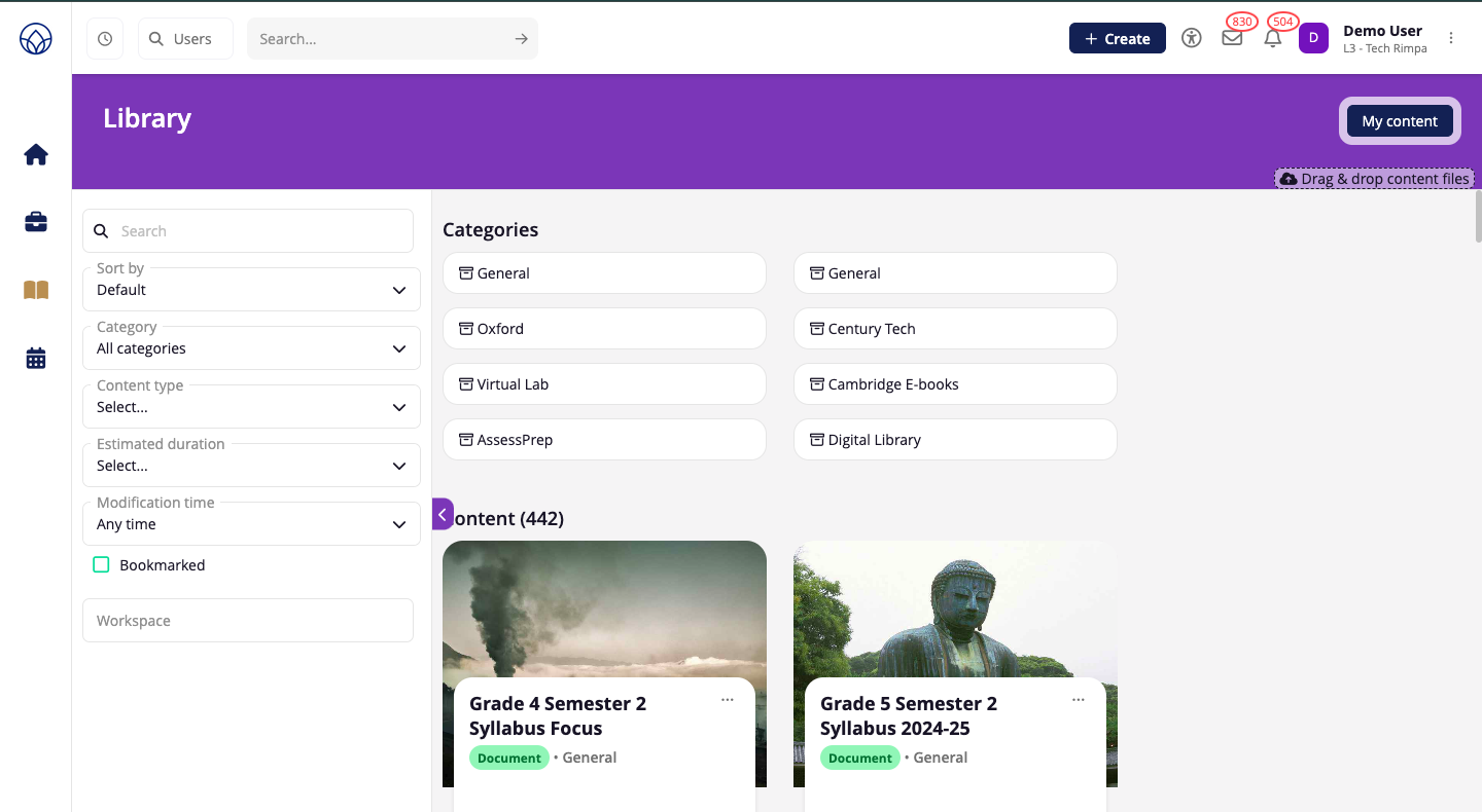 21k App Library Section